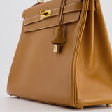 Hermès Vintage Kelly 35cm Bag in Gold Clemence Leather with Gold Hardware