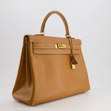 Hermès Vintage Kelly 35cm Bag in Gold Clemence Leather with Gold Hardware