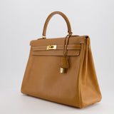 Hermès Vintage Kelly 35cm Bag in Gold Clemence Leather with Gold Hardware