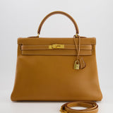 Hermès Vintage Kelly 35cm Bag in Gold Clemence Leather with Gold Hardware