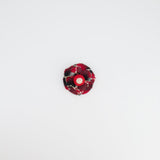 Chanel Red Camelia Wool Brooch with Black and White Embroidered Details