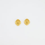 Chanel Vintage Yellow Gold Matelasse Diamond Shaped Clip On Earrings