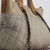 Chanel Stormy Grey Nubuck Leather Portobello Tote Bag with Tan Leather Handle and Ruthenium Hardware