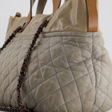 Chanel Stormy Grey Nubuck Leather Portobello Tote Bag with Tan Leather Handle and Ruthenium Hardware