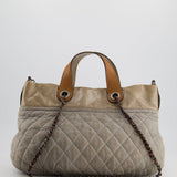 Chanel Stormy Grey Nubuck Leather Portobello Tote Bag with Tan Leather Handle and Ruthenium Hardware