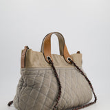 Chanel Stormy Grey Nubuck Leather Portobello Tote Bag with Tan Leather Handle and Ruthenium Hardware