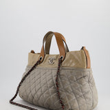 Chanel Stormy Grey Nubuck Leather Portobello Tote Bag with Tan Leather Handle and Ruthenium Hardware