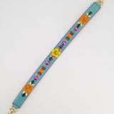 Dolce & Gabbana Light Blue, Yellow Pink Floral Embellished Bag Strap