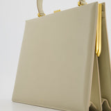 Celine Light Grey Large Clasp Bag in Box Calfskin with Brushed Gold Hardware