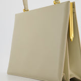 Celine Light Grey Large Clasp Bag in Box Calfskin with Brushed Gold Hardware