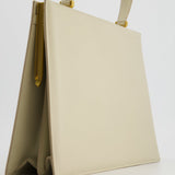 Celine Light Grey Large Clasp Bag in Box Calfskin with Brushed Gold Hardware