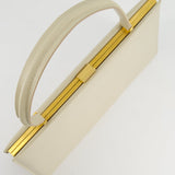 Celine Light Grey Large Clasp Bag in Box Calfskin with Brushed Gold Hardware