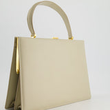 Celine Light Grey Large Clasp Bag in Box Calfskin with Brushed Gold Hardware