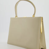 Celine Light Grey Large Clasp Bag in Box Calfskin with Brushed Gold Hardware