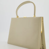 Celine Light Grey Large Clasp Bag in Box Calfskin with Brushed Gold Hardware