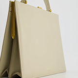 Celine Light Grey Large Clasp Bag in Box Calfskin with Brushed Gold Hardware