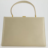 Celine Light Grey Large Clasp Bag in Box Calfskin with Brushed Gold Hardware