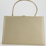 Celine Light Grey Large Clasp Bag in Box Calfskin with Brushed Gold Hardware