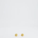 Chanel Vintage Brushed Gold CC Logo Round Clip-On Earrings