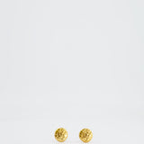 Chanel Vintage Yellow Gold Quilted CC Logo Round Clip-On Earrings