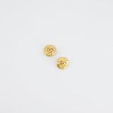 Chanel Vintage Yellow Gold Quilted CC Logo Round Clip-On Earrings