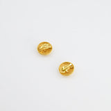 Chanel Vintage Yellow Gold Quilted CC Logo Round Clip-On Earrings