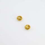 Chanel Vintage Brushed Gold CC Logo Round Clip-On Earrings