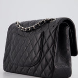 Chanel Medium Black Classic Double Flap Bag in Caviar Leather with Silver Hardware