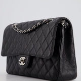 Chanel Medium Black Classic Double Flap Bag in Caviar Leather with Silver Hardware