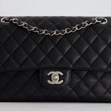 Chanel Medium Black Classic Double Flap Bag in Caviar Leather with Silver Hardware