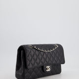 Chanel Medium Black Classic Double Flap Bag in Caviar Leather with Silver Hardware