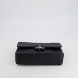 Chanel Medium Black Classic Double Flap Bag in Caviar Leather with Silver Hardware