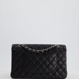 Chanel Medium Black Classic Double Flap Bag in Caviar Leather with Silver Hardware