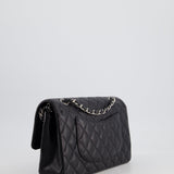 Chanel Medium Black Classic Double Flap Bag in Caviar Leather with Silver Hardware