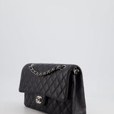 Chanel Medium Black Classic Double Flap Bag in Caviar Leather with Silver Hardware