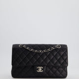 Chanel Medium Black Classic Double Flap Bag in Caviar Leather with Silver Hardware