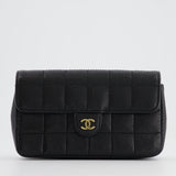 Chanel Black Caviar Leather Chocolate Bar Belt CC Logo Bag with Gold Hardware