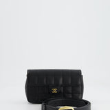 Chanel Black Caviar Leather Chocolate Bar Belt CC Logo Bag with Gold Hardware