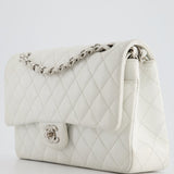 Chanel White Medium Classic Double Flap in Caviar Leather with Silver Hardware RRP £8,890