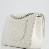 Chanel White Medium Classic Double Flap in Caviar Leather with Silver Hardware RRP £8,890