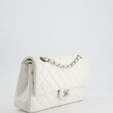 Chanel White Medium Classic Double Flap in Caviar Leather with Silver Hardware RRP £8,890