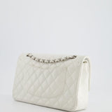 Chanel White Medium Classic Double Flap in Caviar Leather with Silver Hardware RRP £8,890