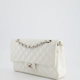 Chanel White Medium Classic Double Flap in Caviar Leather with Silver Hardware RRP £8,890