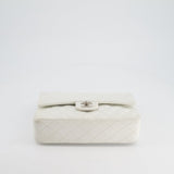 Chanel White Medium Classic Double Flap in Caviar Leather with Silver Hardware RRP £8,890