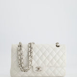 Chanel White Medium Classic Double Flap in Caviar Leather with Silver Hardware RRP £8,890