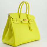 Hermès Birkin 35cm Bag in Yellow Lime Epsom Leather with Gold Hardware