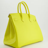 Hermès Birkin 35cm Bag in Yellow Lime Epsom Leather with Gold Hardware