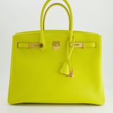 Hermès Birkin 35cm Bag in Yellow Lime Epsom Leather with Gold Hardware