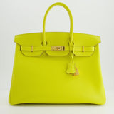 Hermès Birkin 35cm Bag in Yellow Lime Epsom Leather with Gold Hardware