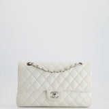 Chanel White Medium Classic Double Flap in Caviar Leather with Silver Hardware RRP £8,890